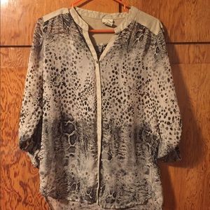 Medium animal print button up women’s shirt